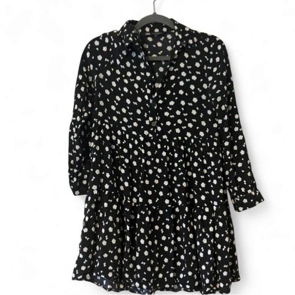 Black and White Zara Mini babydoll boho‎ indie Dress